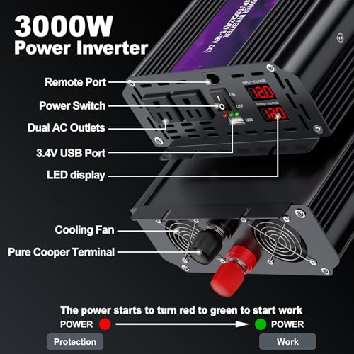 3000W Power Inverter 12V DC to 110V