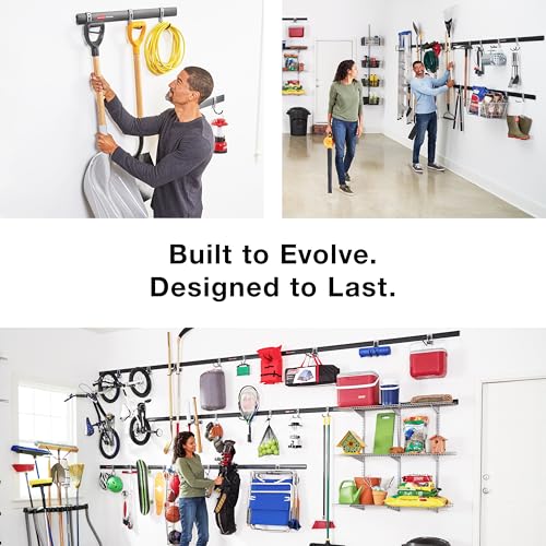 Fasttrack Garage Storage Utility Hooks 7 Piece Black All in One Rail Hook Kit and Tool Organizer Heavy Duty for Home