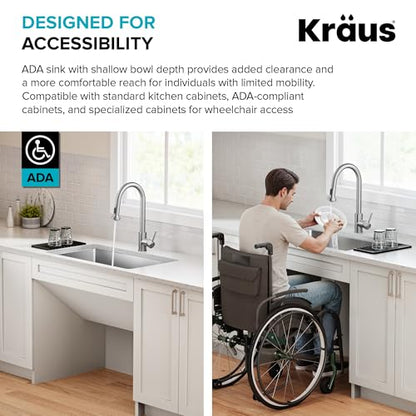 Fairlane 33 inch ADA Compliant Undermount Single Bowl 18