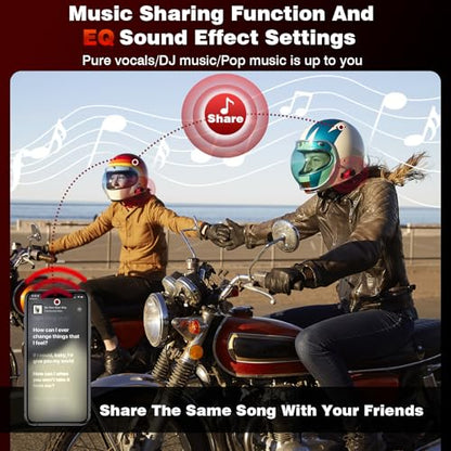 Motorcycle Helmet Headset 8 Riders Communication System X8 Intercom with Music Sharing