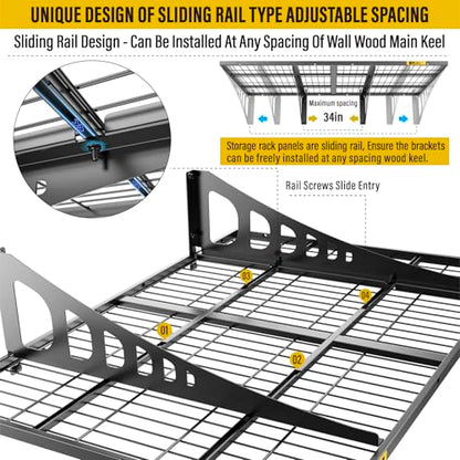 2x3ft Adjustable Rail Wall Garage Storage Shelf
