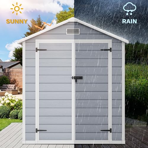 6x4.4 FT Resin Storage Shed with Reinforced Floor & Window