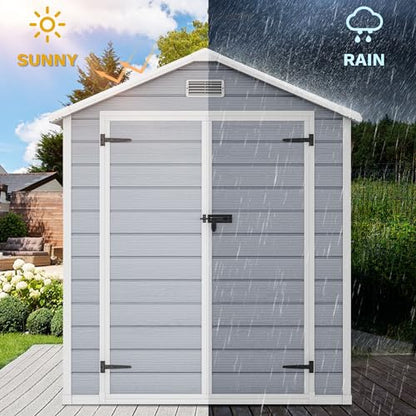 6x4.4 FT Resin Storage Shed with Reinforced Floor & Window