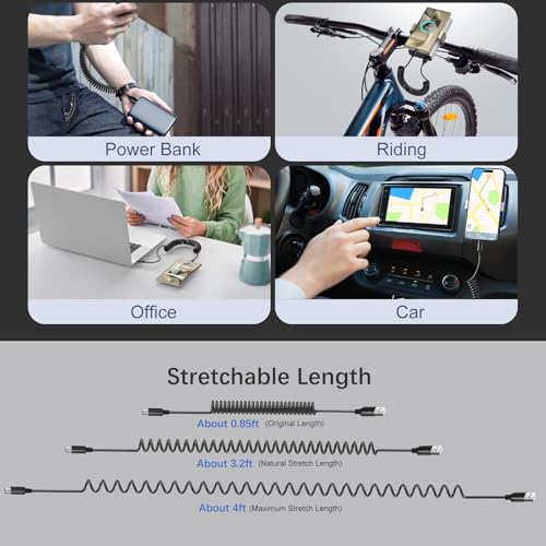 USB to USB C Cable Coiled Car Charger (2 Count)