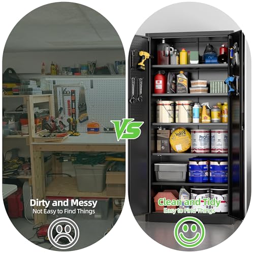 Metal Storage Cabinets with 2 Doors and 5 Adjustable Shelves