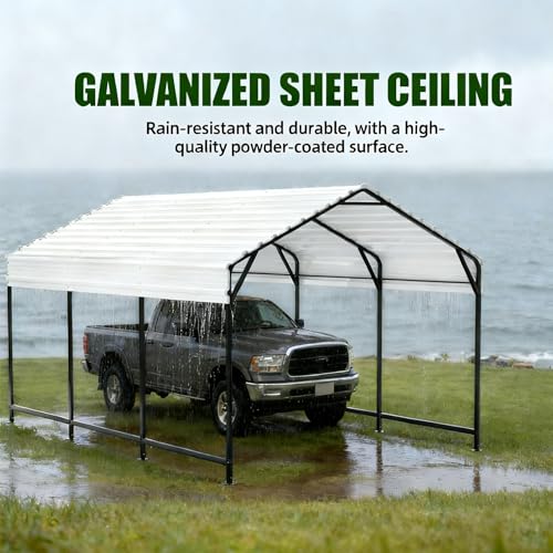 Metal Carport Heavy Duty 12x20ft Outdoor Galvanized Steel Car Port