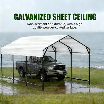 Metal Carport Heavy Duty 12x20ft Outdoor Galvanized Steel Car Port