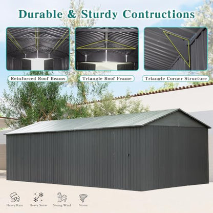 Domi 12x30FT Outdoor Metal Garage Shed