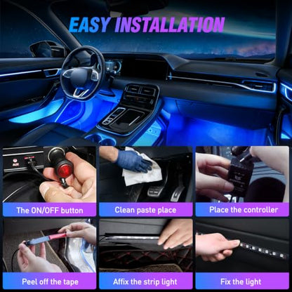 4PCS Car Interior Lights RGB Remote Control