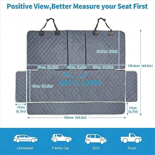 Grey Dog Car Seat Cover for Back Seat
