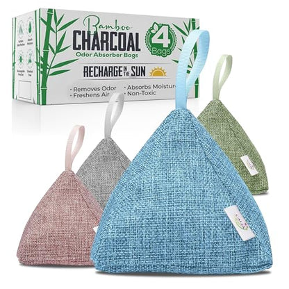4 Pack Bamboo Charcoal Air Purifier Bags 200 Grams Each