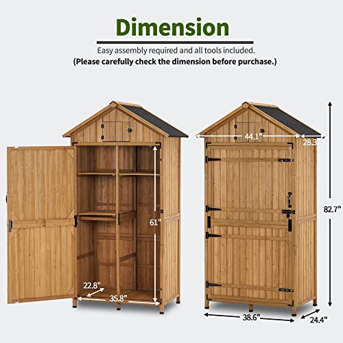 Large Outdoor Storage Cabinet with 3 Adjustable Shelves