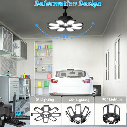 Garage Light 240W 24000LM 6500K Garage Lights Ceiling LED with 8+1 Deformable Panels