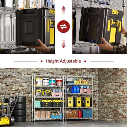 1750LBS Garage Shelving Wide Storage Shelves 5 Tier Metal Shelves Heavy Duty Adjustable Utility Shelf Rack
