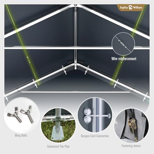 Storage Shed 13x24 ft Portable Garage Heavy Duty Carport