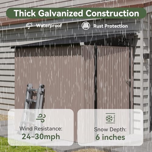 6' x 4' Lean to Shed Outdoor Steel Garden Utility Cabinet with Lockable Door Waterproof & Rust