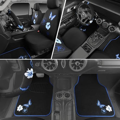Blue Butterfly Car Seat Covers Full Set