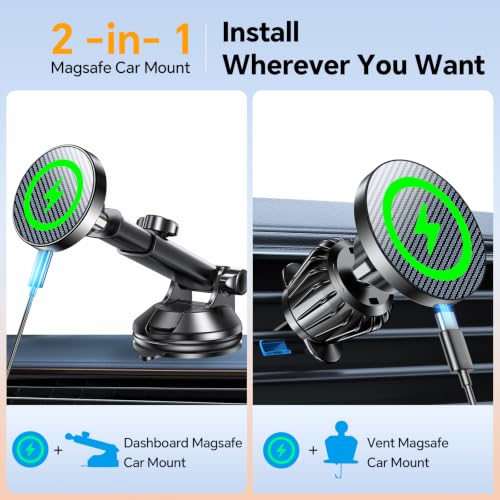 15W Magsafe Car Mount Charger Magnetic Phone Holders for Your Car