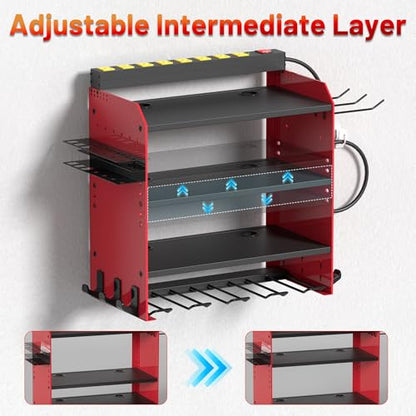 Power Tool Organizer Wall Mount with Charging Station