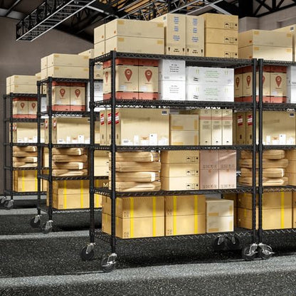 53" W Garage Shelving 5 Tier Industrial 2200LBS Metal Shelving Units for Commercial