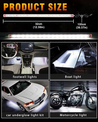 12V Led Light Strip Waterproof 32CM White Underglow for Car Motorcycle 6Pcs (6 Count)