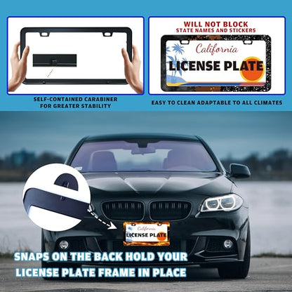 Yellow Red Thunder Lightning License Plate Frame Stainless Steel 6 X 12 in
