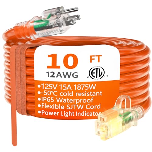 10FT 12 Gauge Extension Cord Orange