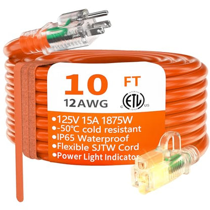 10FT 12 Gauge Extension Cord Orange