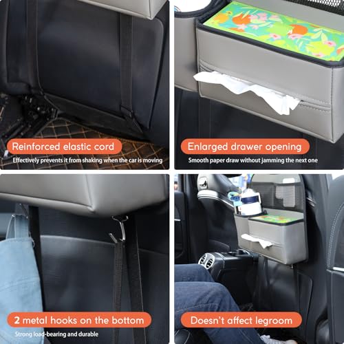 Multifunctional Car Seat Back Organizer with Large Tissue Box Holder