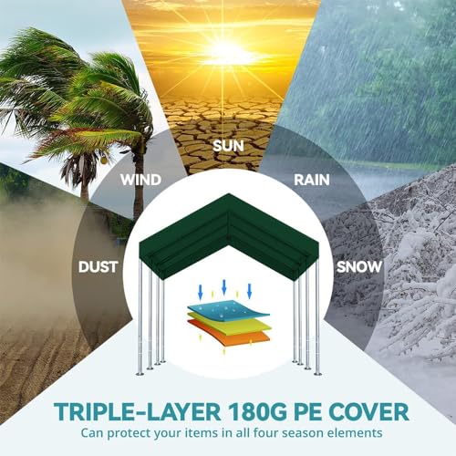 10'x20' Carport Canopy Replacement Cover Green