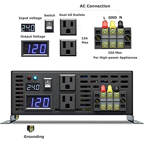 Strong Driving Capacity 2500W 24VDC to 120VAC Pure Sine Wave Inverter Power Converter