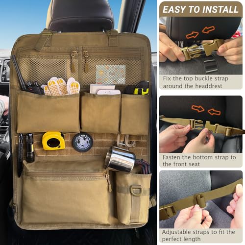 Tactical Car Seat Organizer with Multiple Pockets