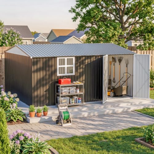 12x14 FT Outdoor Storage Metal Shed with Window