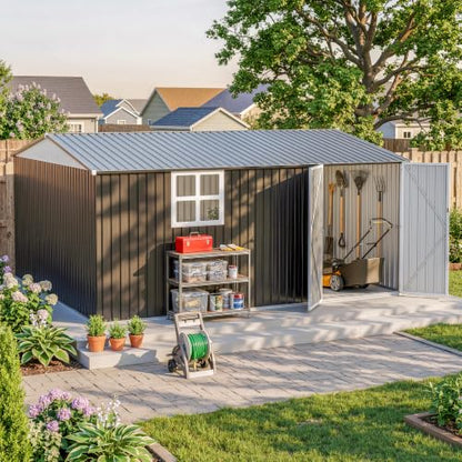 12x14 FT Outdoor Storage Metal Shed with Window
