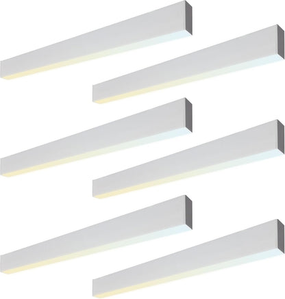 6PK 4FT LED Linear Light, 40W Down 15W Up Light, 3000/3500/4000/5000K CCT Selectable, Commercial Linear Lighting Fixture for Office, Dimmable Suspended Shop Lighting