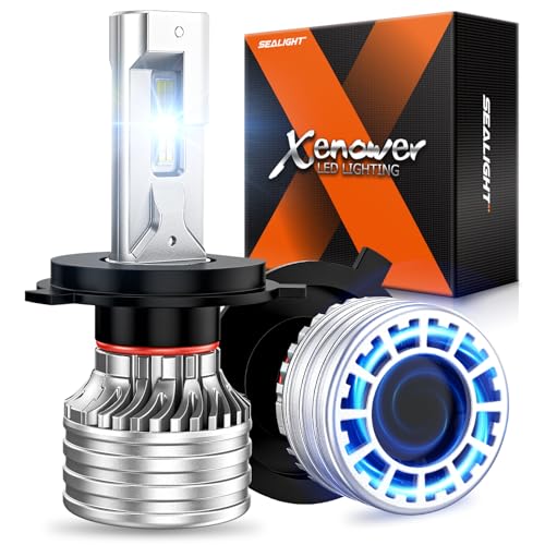H4 Bulbs, 90,000LM 14X Brightness, 6500K White, IP68 Waterproof, 500% Heat Dissipation, 80,000H Lifespan, Plug and Play, 2 Pack