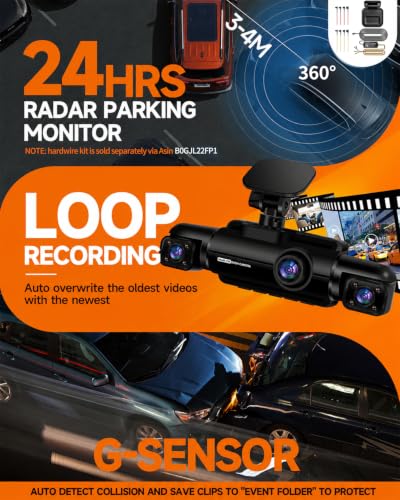 360° Dash Cam Front and Rear Inside