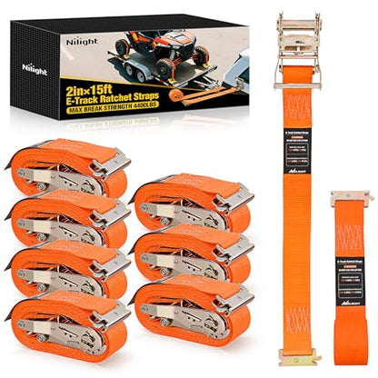 E Track Ratchet Straps 8 Pack 2" x 15' Orange (8 Count)