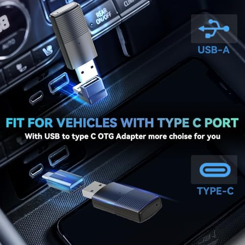 Wireless CarPlay Adapter for Apple Converts Cars Factory Wired CarPlay to Wireless CarPlay Compatible with iPhone iOS 10+ and 2016+ Cars