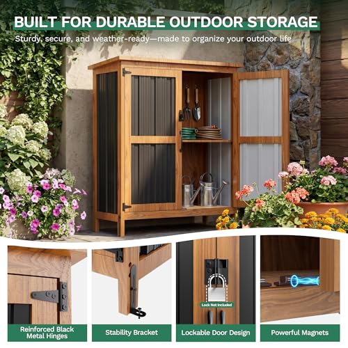 Metal & Wood Weatherproof Garden Storage Shed with Adjustable Shelf
