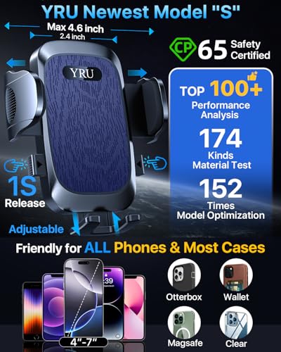 2026 Ultimate Car Phone Holder Mount [Bendable & Adjustable Aluminum Arm] Cell Phone Holder for Car Dashboard Windshield Phone Stand for iPhone 17 16 15 14 Pro Max Samsung Pickup Truck