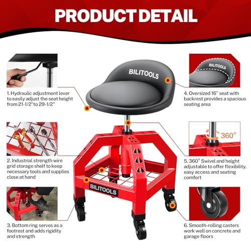 Rolling Shop Stool with Wheels