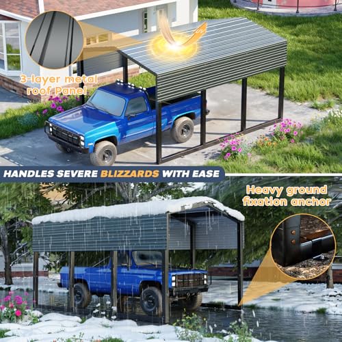 Metal Carport 10x15ft Heavy