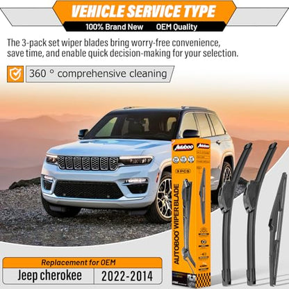 Windshield Wiper Blade Replacement for Jeep Cherokee 2014
