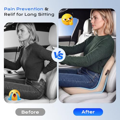 Car Seat Cushion and Lumbar Support Pillow One Piece