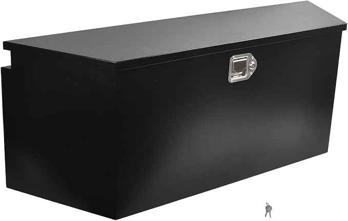 Black Steel Trailer Tongue Truck Box w/Lock for Trucks Trailers RV ATV Pickup Trucks Flatbeds - 49 x 15 x 18.5 Inch
