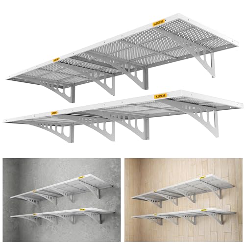 4 pack 2x3ft Adjustable Garage Wall Shelving 1120lbs Load Capacity Heavy Duty Wall Mounted Storage Shelf Metal Floating Shelves for Garage (4 Count)