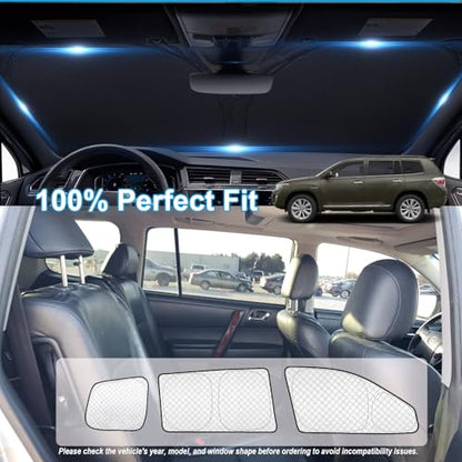 8pcs Thicken Car Sun Shades for Toyota Highlander 2008 (8 Count)