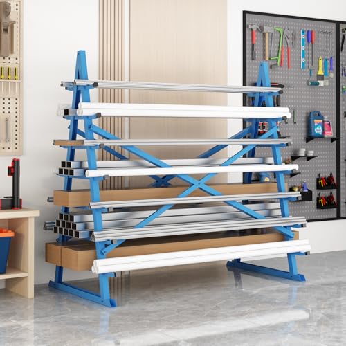 7 Tier Horizontal Lumber Storage Rack with Adjustable Arm