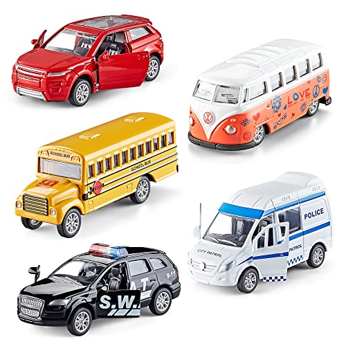 Die Cast Metal Toy Cars Open Doors (5 Count)